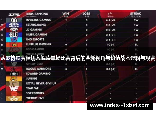 从欧协联赛程切入解读单场比赛背后的全新视角与价值战术逻辑与观赛 从欧协联赛程切入解读单场比赛背后的全新视角与价值战术逻辑与观赛
